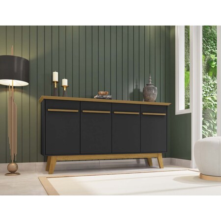 Manhattan Comfort Yonkers 62.99 Sideboard, Black and Cinnamon 232BMC82